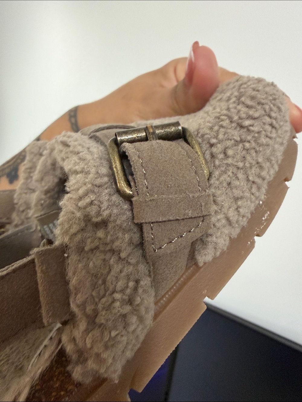 Zara Brown Sherpa Buckle Clogs - Picture 10 of 13